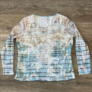 Coldwater Creek Long Sleeve Watercolor Floral Top Size M
